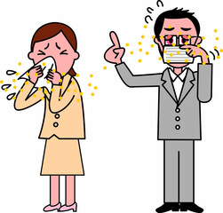 困っている花粉症の男女