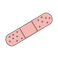 Vector illustration of medical plaster. With black outline and color on a white background.