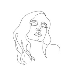 Woman Face Line Art Drawing. Abstract Female Head  One Line Drawing for Wall Art, Fashion Prints, Posters. Art Sketch Print, Black And White Single Line Art, Feminine Poster. Vector EPS 10