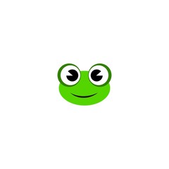 frog head smile vector logo or mascot frog illustration cartoon template
