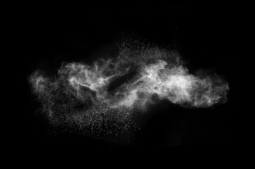 white powder explosion with black space