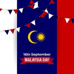 Vector illustration of happy Malaysia day- 16 September.