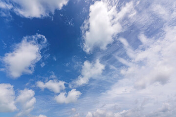Fototapeta premium Motion white clouds Beautiful Blue sky and white clouds in summer season Good weather day in Phuket Thailand Concept Travel background nature environment.