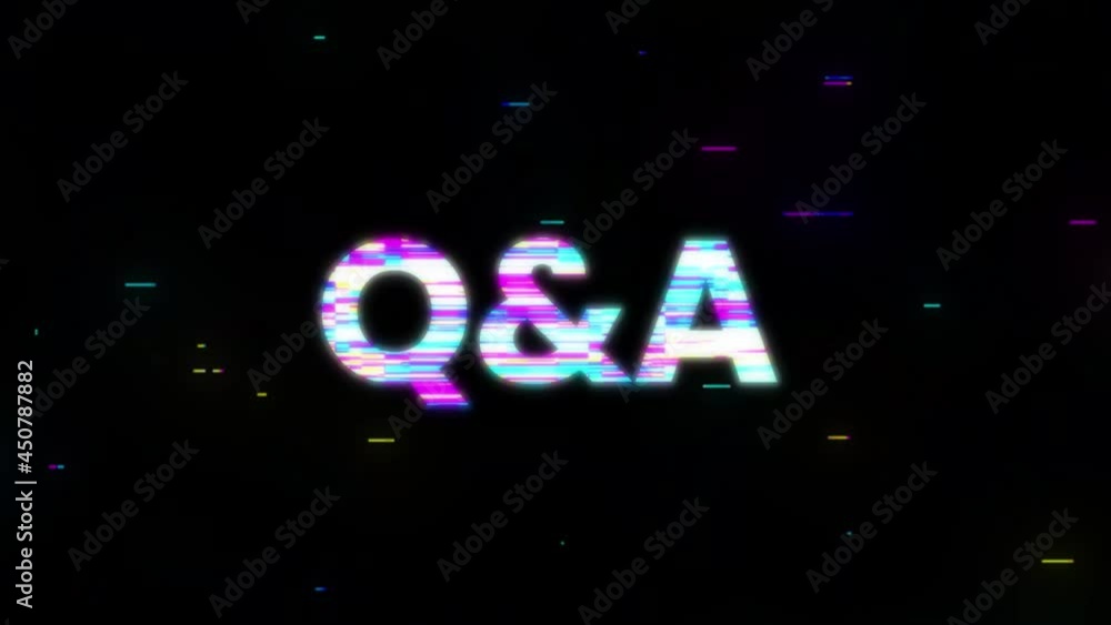 Poster glitched text questions and answers concept q and a design motion graphic. motion graphics.