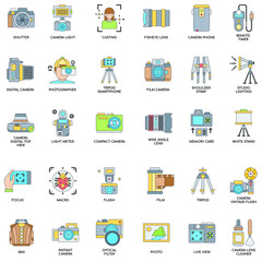 Camera and Accessories  colour  Perfect collection Icons
