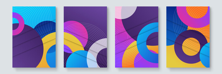 Colorful gradient flowing geometric pattern background texture for poster cover design. Minimal color abstract gradient banner template. Modern vector wave shape for A4 brochure