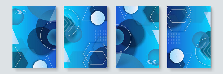 Naklejka premium Abstract geometric backgrounds. Neo geo pattern, minimalist retro poster graphics vector illustration set. Abstract pattern trendy with square and round colored