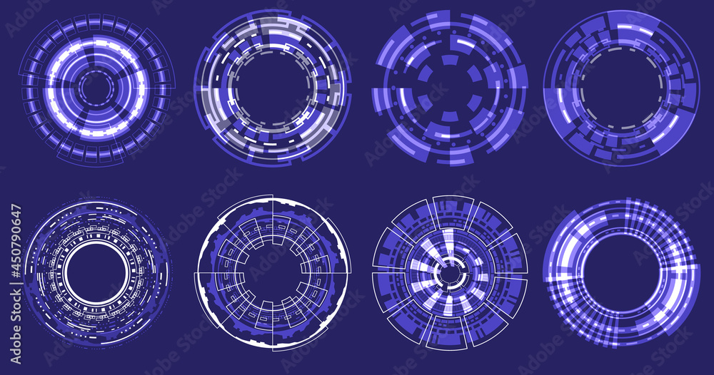 Wall mural futuristic holographic circle of focus elements. sci-fi round design. military collimator sight. col