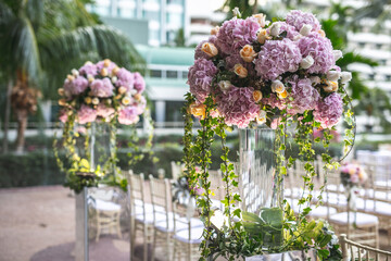 luxury color wedding solemnisation dinner flower florist , dinnerware, cloth and lighting...