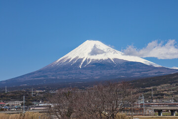赤渕川付近から見た富士山（静岡県富士市）