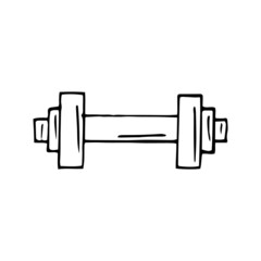 dumbbell. hand drawn doodle icon. vector, scandinavian, nordic, minimalism, monochrome. sports equipment, muscle training.