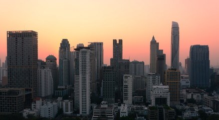 Fototapeta na wymiar Bangkok city scape with famous landmark down town at dusk.