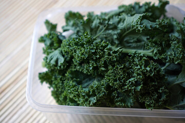 Packaged Kale Leaves. Kale is a green, leafy, vegetable that is contain a lot of nutrients. 