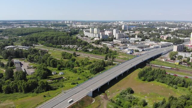 Aerial view of the overpass to Chistye Prudy microdistrict (Kirov, Russia)