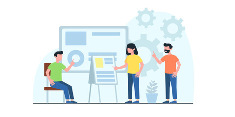 Generating New Business Ideas, Searching Problem Solution, Developing Company Strategy Flat Vector Concept with Businesspeople Team, Employees Collecting Successful, Innovation Ideas Illustration