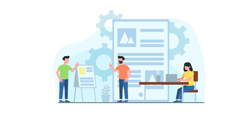 Generating New Business Ideas, Searching Problem Solution, Developing Company Strategy Flat Vector Concept with Businesspeople Team, Employees Collecting Successful, Innovation Ideas Illustration