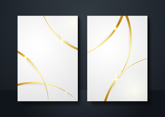 White abstract background luxury with line gold 3d paper cut style. vector illustration about design modern concept. 