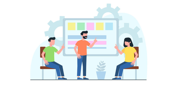 Generating New Business Ideas, Searching Problem Solution, Developing Company Strategy Flat Vector Concept with Businesspeople Team, Employees Collecting Successful, Innovation Ideas Illustration
