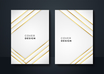 Luxury paper cut cover background, Abstract decoration, golden pattern, halftone gradients, 3d Vector illustration. Black, white, gold waves Cover template, geometric shapes, modern minimal banner.