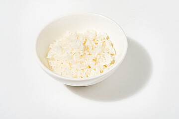 rice in the white bowl