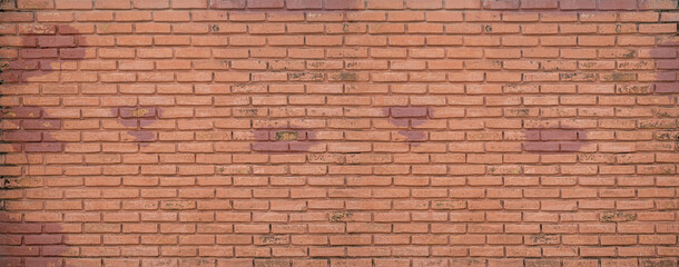 Old brown brick wall panorama backgrounds.