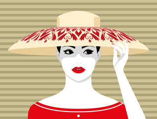 1207_Elegant retro lady wearing hat