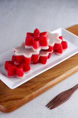Kue talam merah putih or red and white talam cake, Indonesian  traditional cake for celebrate independence day. 
