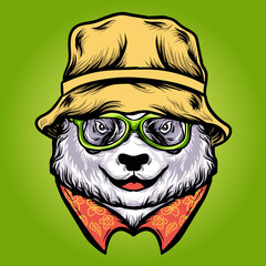 Cool panda head cartoon vector illustration