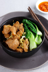 Mie ayam bakso, Indonesian food, noodles with chicken and served with meatballs