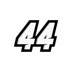 Racing number 44 logo on white background - obrazy, fototapety, plakaty