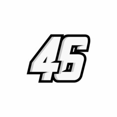 Racing number 46 logo on white background