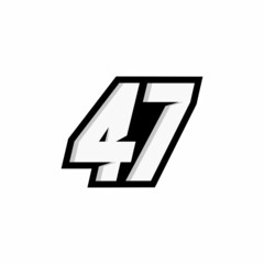 Racing number 47 logo on white background