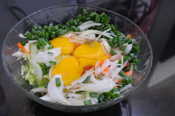  vegetables with egg yolk