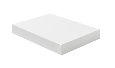 Blank white box mock up isolated on white background.