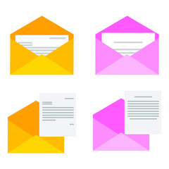 Icons for design. Vector illustration of closed letter images. Paper documents enclosed in envelopes. Sending correspondence or documents. Collection of envelope simple design. isolated on white