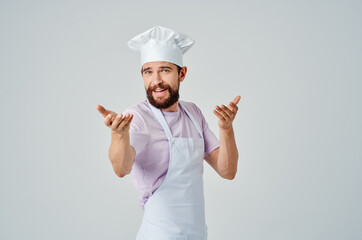 emotional chef gesturing with hands gourmet professional cooking