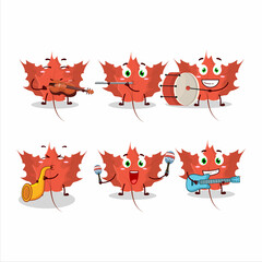 Cartoon character of autumn blaze maple playing some musical instruments
