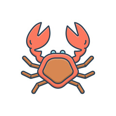 Color illustration icon for crab