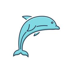 Color illustration icon for dolphin
