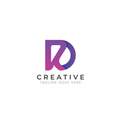 Letter RD Logo combination with color purple, creative design, logo or icon symbol
