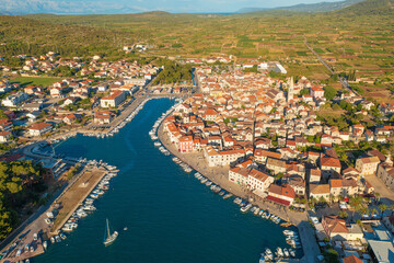 Naklejka premium Aerial view of Stari Grad town on Hvar island, Croatia