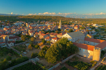 Aerial view of Stari Grad town on Hvar island, Croatia