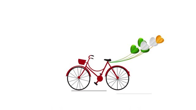 Happy India Independence Day celebrated, Bike with Balloons Icon Animation. 15th august independence day India.