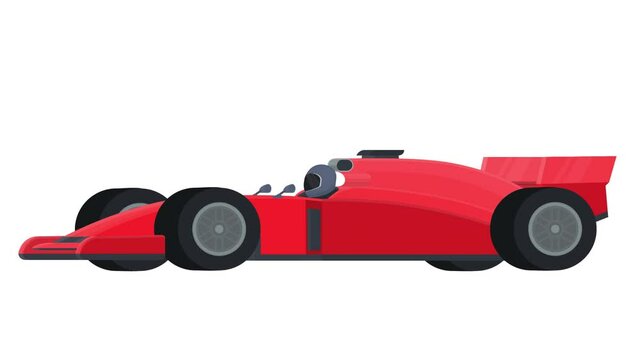 Formula 1 car. Animation of a racing car, alpha channel is enabled. Cartoon