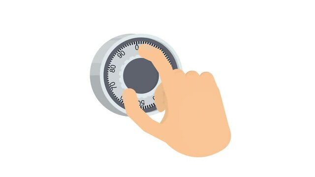 Lock combination. Animation of selecting a combination of a safe lock, alpha channel. Cartoon