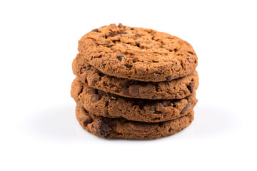Chocolate chip cookie isolated on white