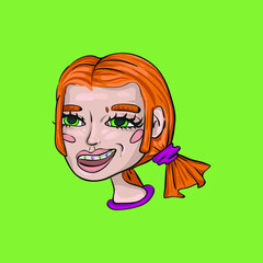 Red-haired girl with braces