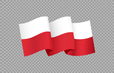 Waving flag of Poland isolated  on png or transparent  background,Symbol of Poland ,template for banner,card,advertising ,promote, vector illustration top gold medal sport winner country