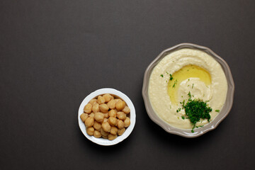 Hummus, spices, ingredients food styling 