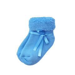 Blue baby socks for a newborn isolated on a white background